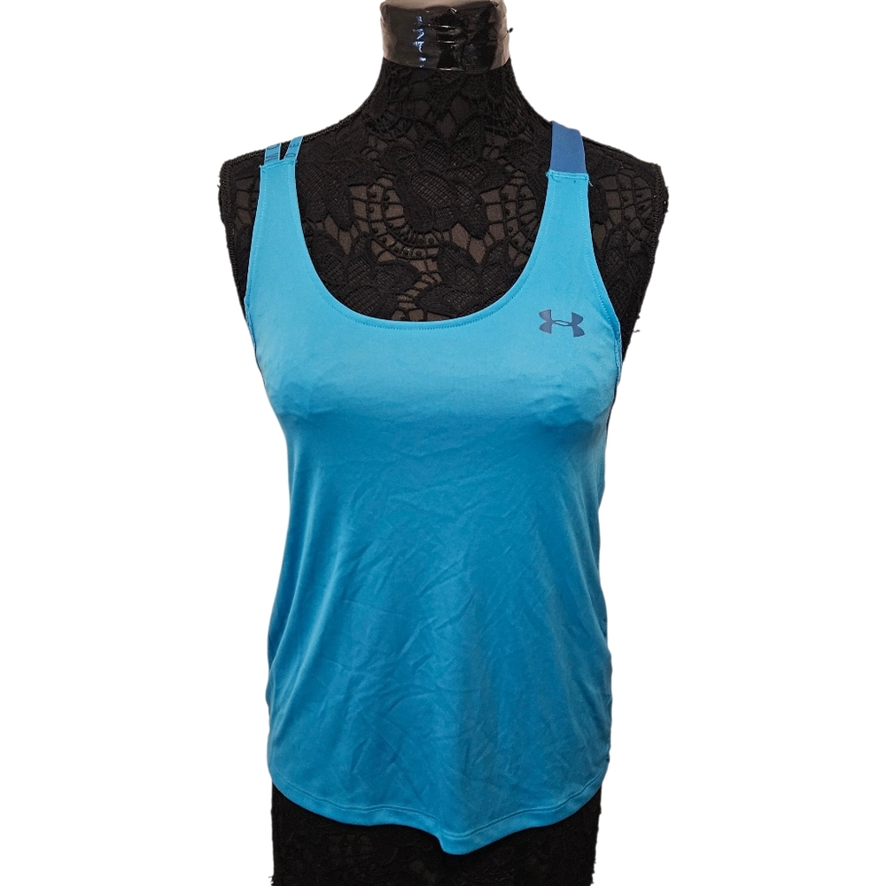 Under Armour Shirt Womens Tank Every‎ Workout Counts Loose Heat Gear Size M Blue